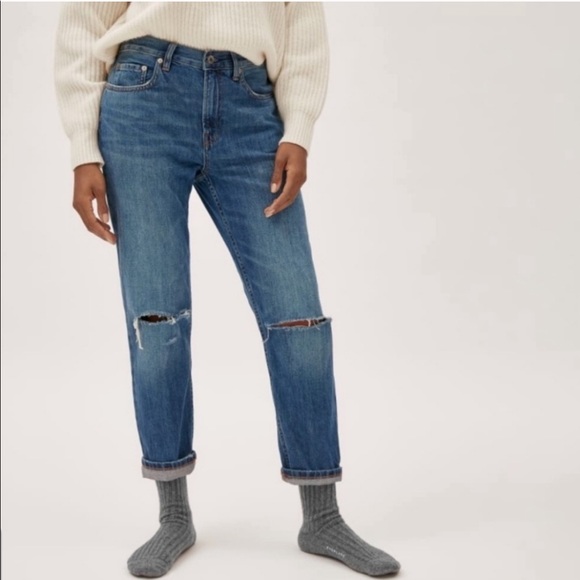 Everlane Denim - Everlane The Summer Jean High Rise Hole in Knees